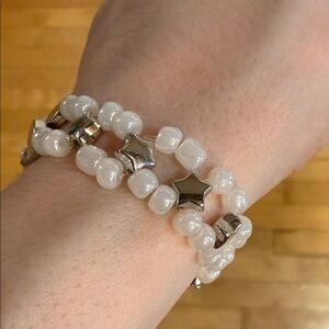 Handmade Elegant Silver and White Beaded Bracelet